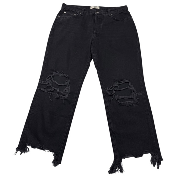 Free People Maggie Mid Rise Straight Leg Distressed Chewed Hem Jeans - Picture 12 of 12